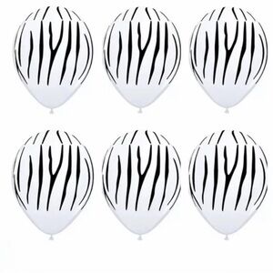 💞 New Pack of 6 - 11” Zebra Stripe Latex Balloons